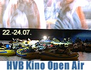 Kinohits vom Schlauchboot aus erleben: Zweites HVB Kino Open Air vom 22. - 24.07.2006 am Badesee des Landschaftsparks Riem